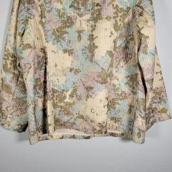 Soft by Avenue Beige Floral Silk Quilted Lightweight Jacket Women Size 14/16 - Picture 9 of 10